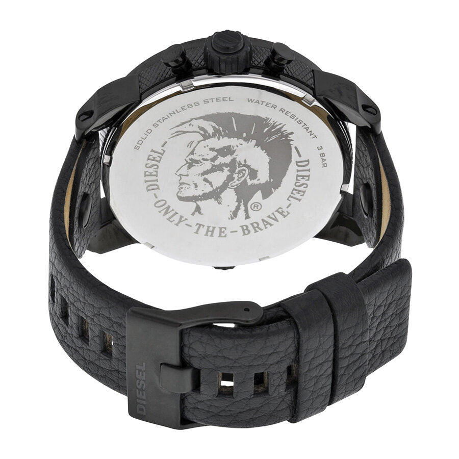 Diesel Little Daddy caseback showing stainless steel with Diesel Brave branding and water resistance text