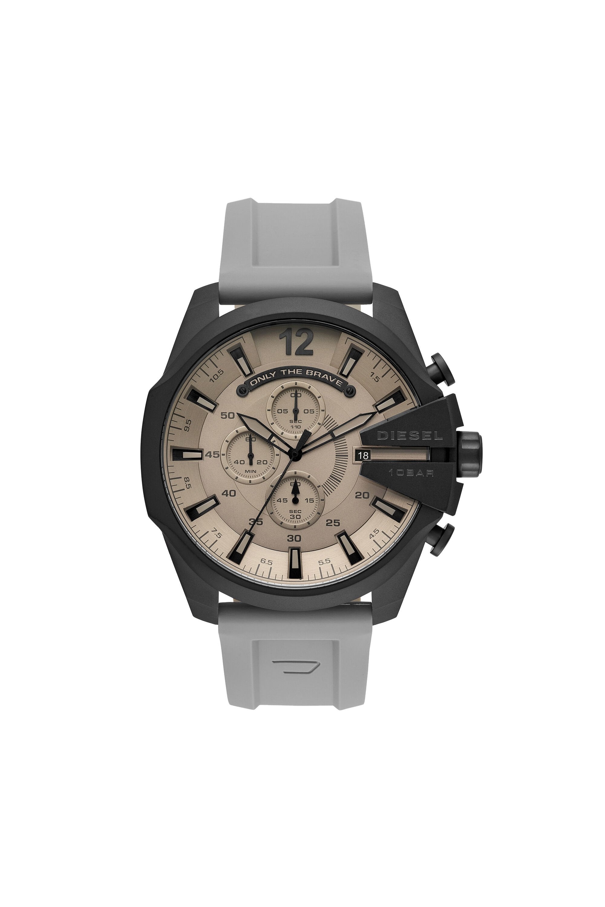 Diesel Mega Chief Men’s Quartz Gray Dial Black Case Silicone Strap Watch DZ4496 DZ4496 - Image 1