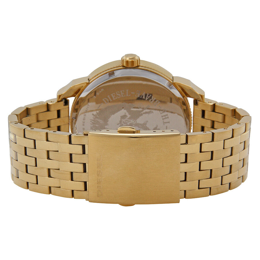 Diesel Mini Daddy DZ7306 watch back and bracelet detail in gold-tone