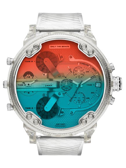 Diesel Mr Daddy 2.0 Quad Zone Clear Silicone/Nylon Chronograph Watch BNWT DZ7427 - Watch