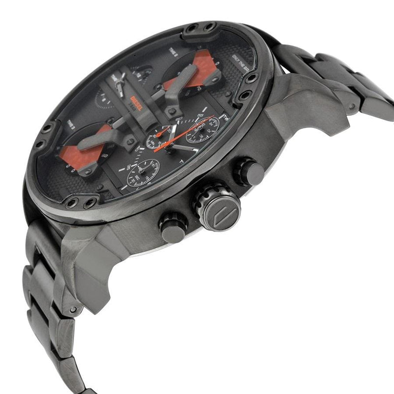 Diesel Big Daddy Watches DZ7315 316L gunmetal stainless steel 30m water resistant 4 Time zones