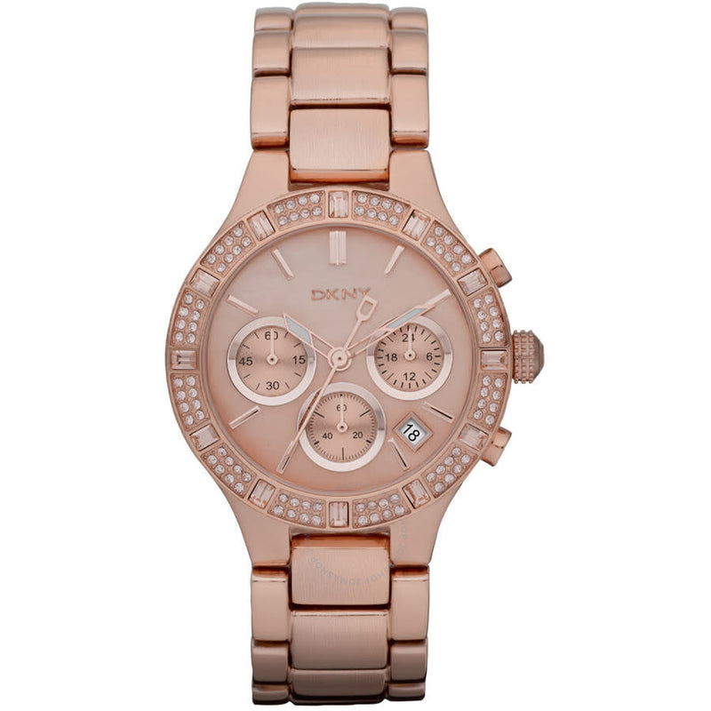 DKNY Chambers Chronograph Quartz Rose Gold Dial Ladies Watch NY8508 - The Watches Men & Co