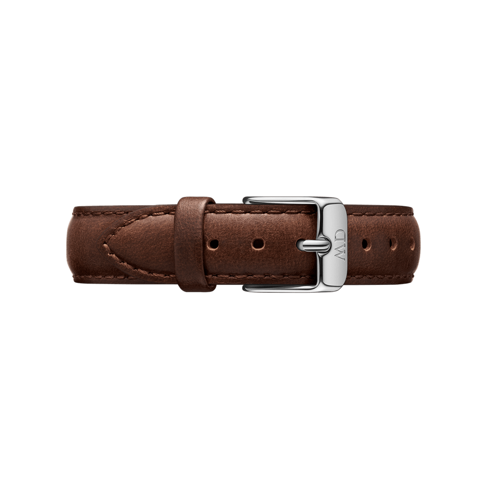 Brown leather strap with silver buckle attachment