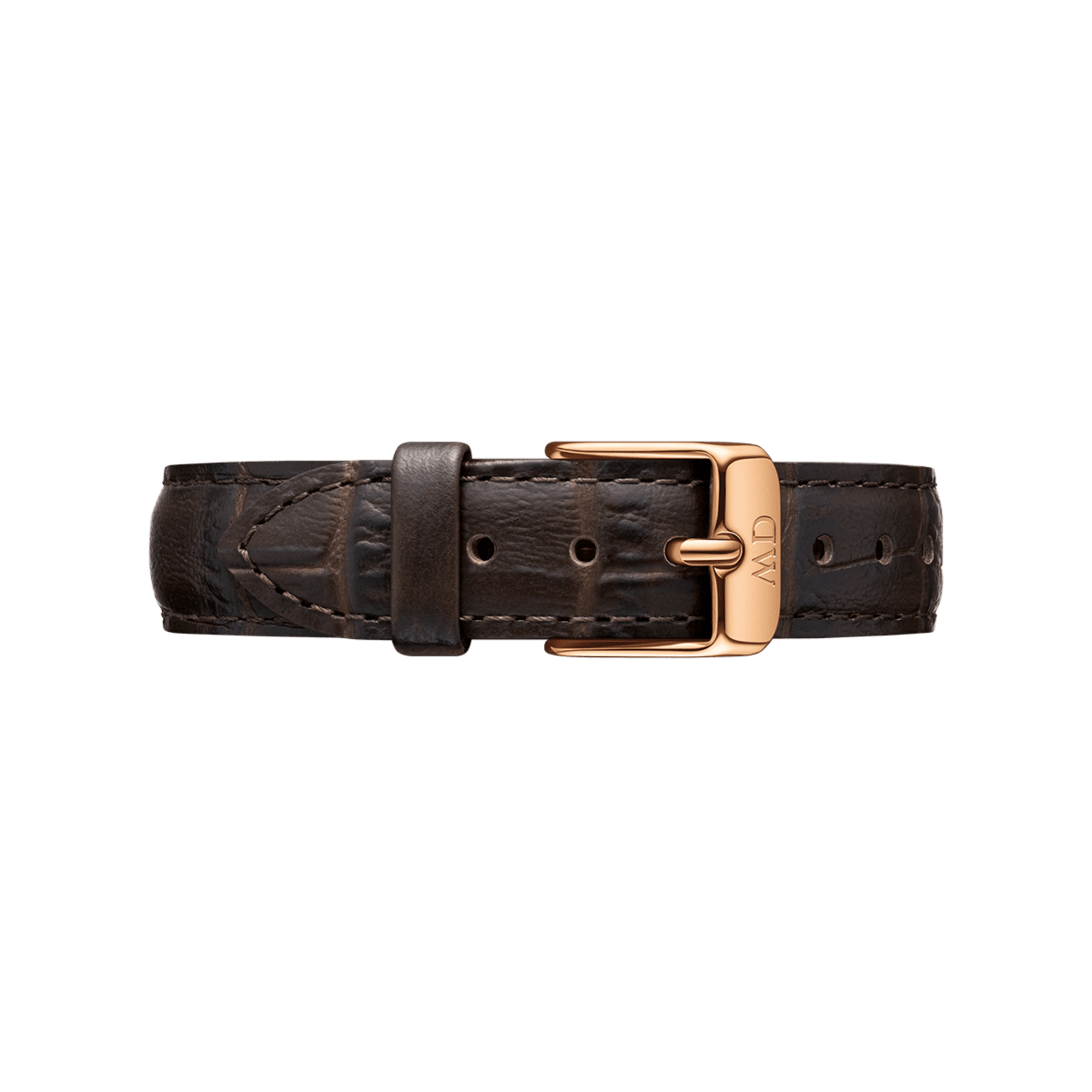 Dark brown genuine leather strap with rose gold buckle clasp