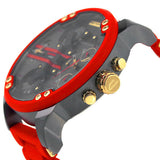 Diesel Big Daddy DZ7430 316L stainless steel and red silicone strap 4 Time zones 30m water resistant