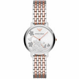 Emporio Armani Silver Sunray Dial Two-Tone Ladies Watch AR11113