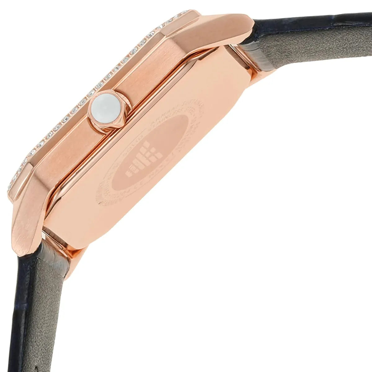 Emporio Armani AR11466 side profile showing rose gold case thickness and crystal bezel