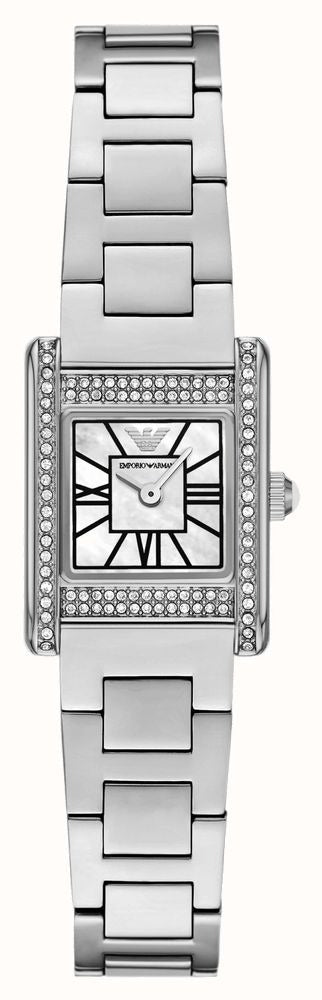 Emporio Armani AR11662 women's watch with mother of pearl dial and diamond bezel