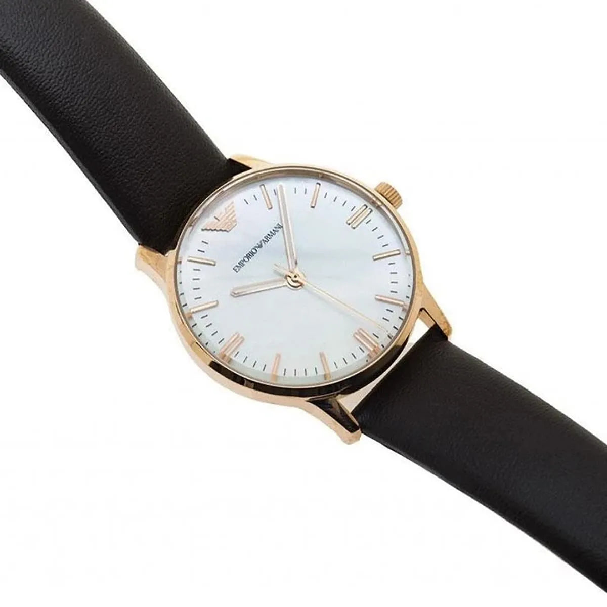 Emporio Armani AR1601 watch worn on wrist showing classic quartz timepiece styling