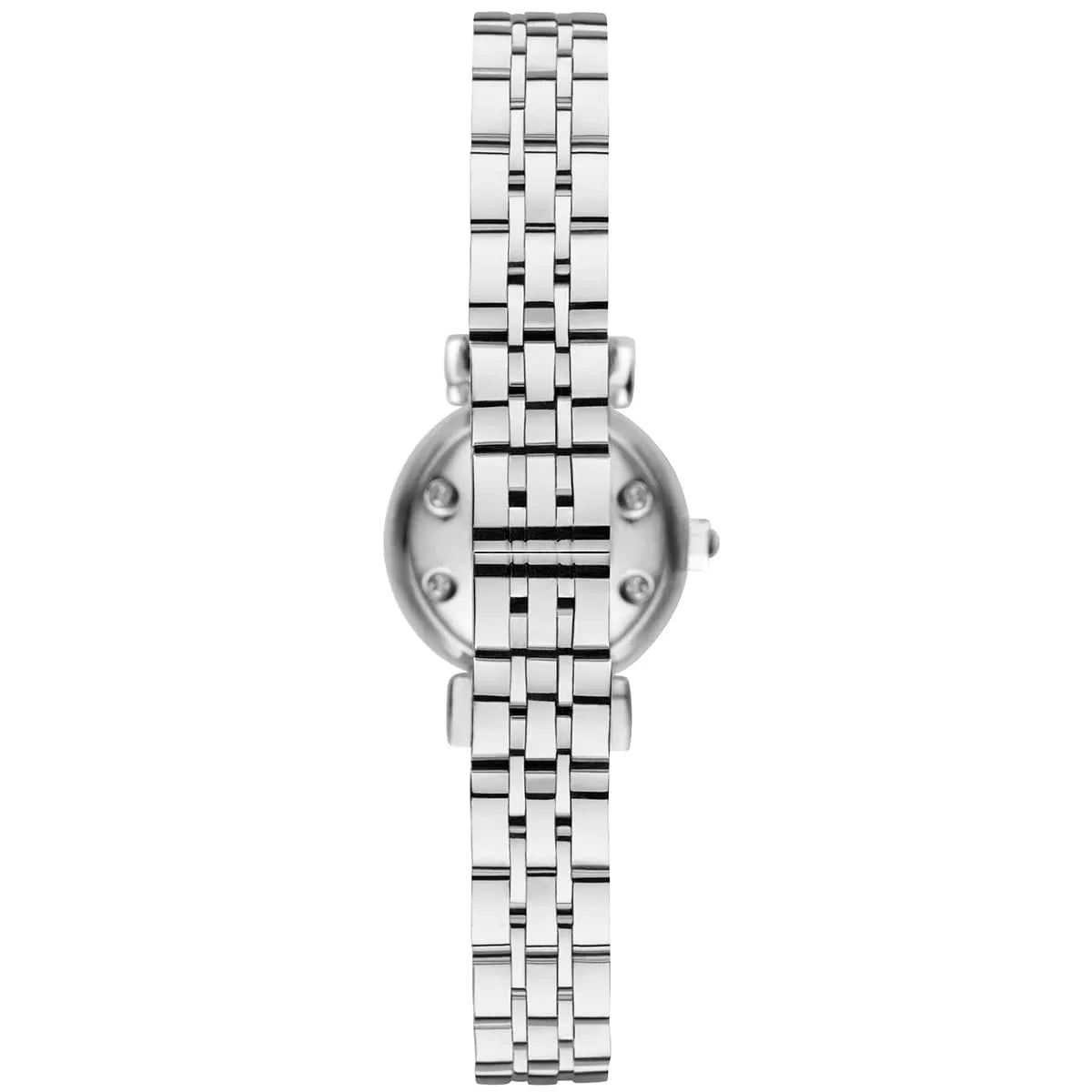 Side view of Emporio Armani AR1781 showing case profile and silver steel T-bar strap