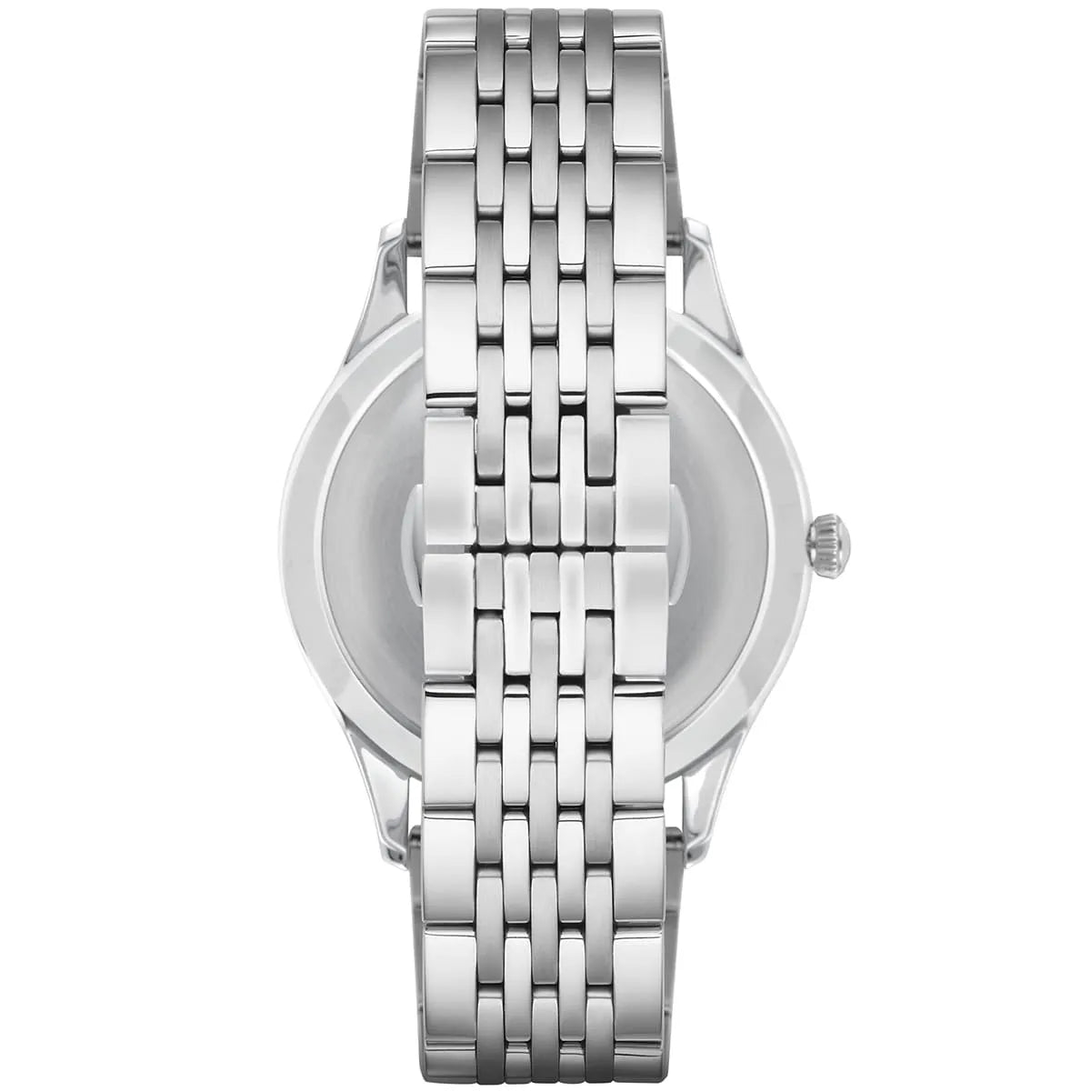 Emporio Armani AR1943 stainless steel case back and bracelet detail view