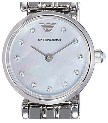 Emporio Armani Gianni MOP Dial Silver Steel Strap Watch For Women AR1961
