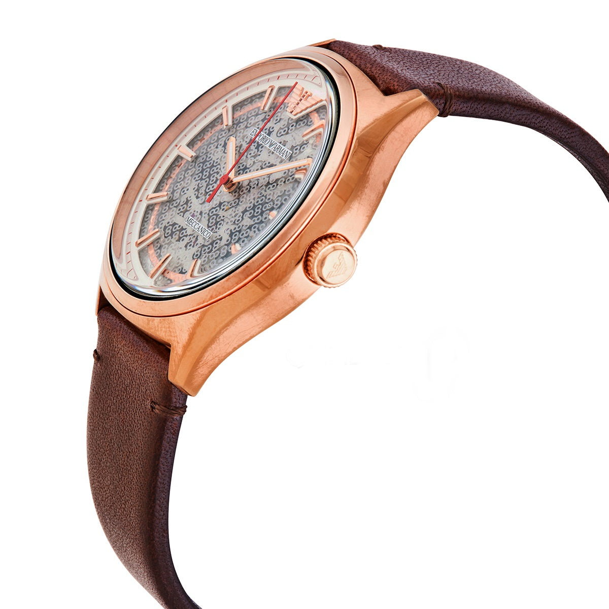 Emporio Armani AR60005 watch side view showing rose gold case profile