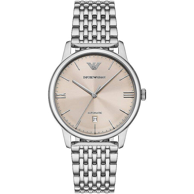 Emporio Armani AR60082 automatic men's watch with eggshell sunray dial and stainless steel bracelet