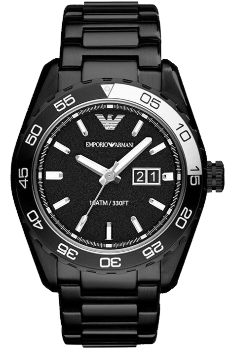 Emporio Armani AR6049 Sportivo men's watch with black dial and ion-plated steel bracelet