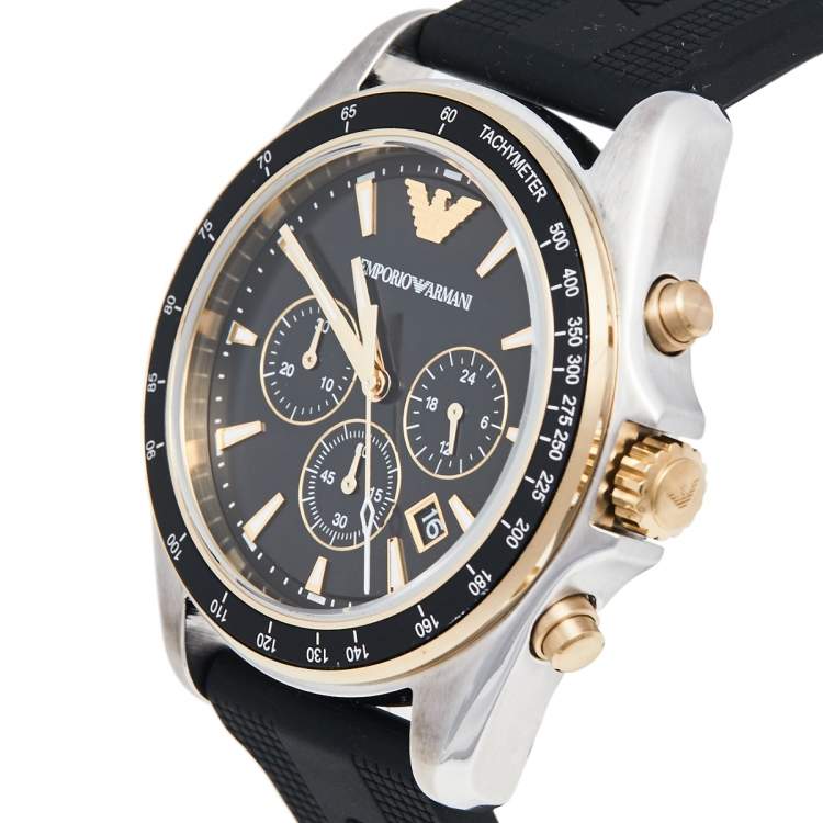 Side profile of Emporio Armani AR80003 revealing case thickness and crown placement