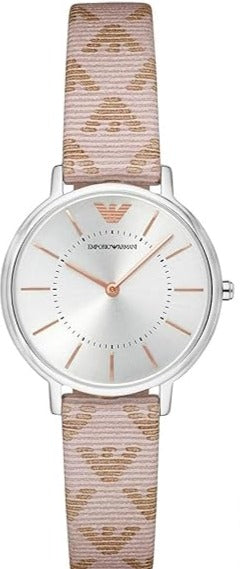 Emporio Armani AR80007 women's watch with silver case and multicolor leather strap