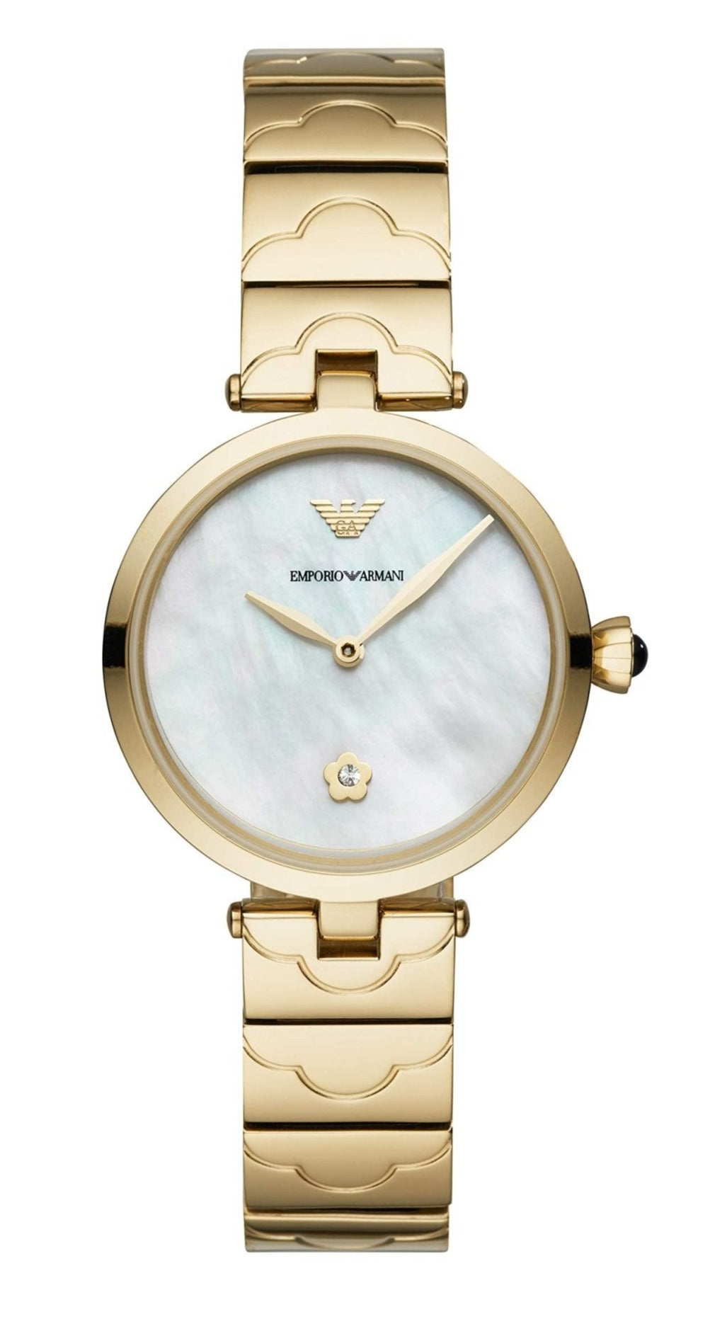 Emporio Armani Arianna gold round women's watch with white dial and gold bracelet