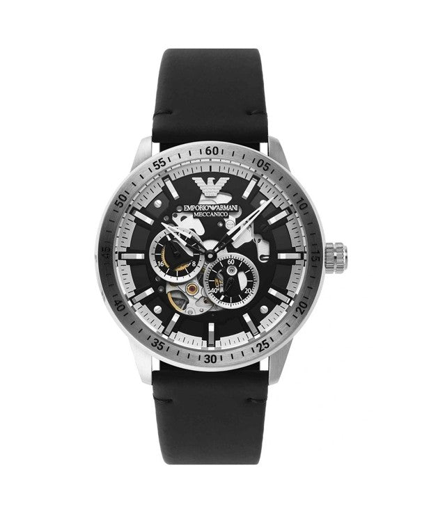 Emporio Armani Automatic Black Leather Men's Watch  AR60051 - The Watches Men & CO