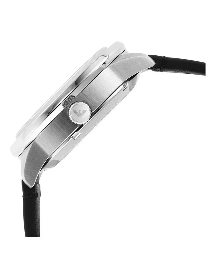 Emporio Armani Automatic Black Leather Men's Watch AR60051 - The Watches Men & CO #3