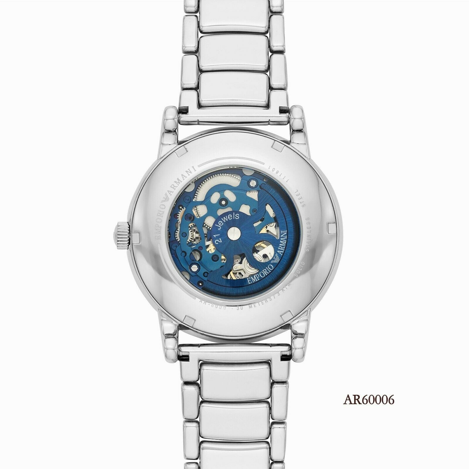 Emporio Armani Automatic Silver Skeleton Dial Men’s Watch AR60006 - Watch