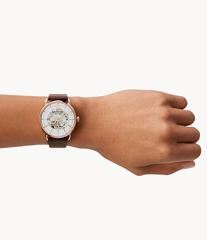 Emporio Armani Aviator Automatic Men’s White Skeleton Dial Watch AR60027 - Watch