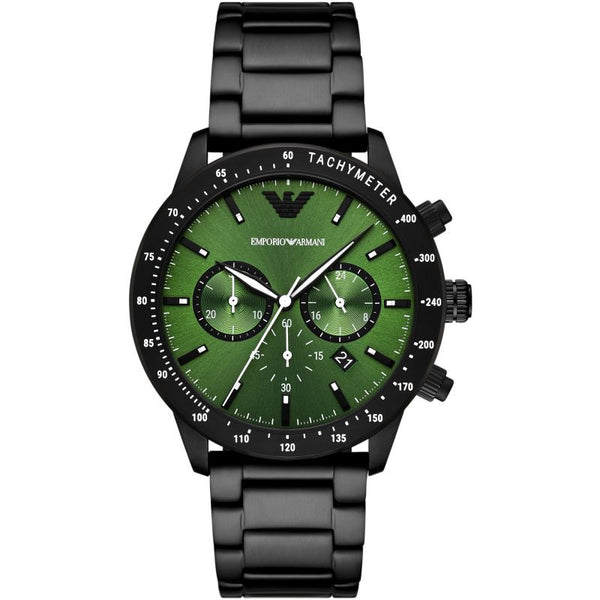 Emporio Armani Chronograph Green Dial Black Men’s Watch AR11472 - Watch