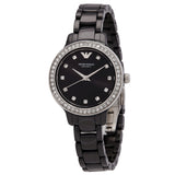 Emporio Armani Cleo Quartz Crystal Black Dial Ladies Watch AR70008 - The Watches Men & Co