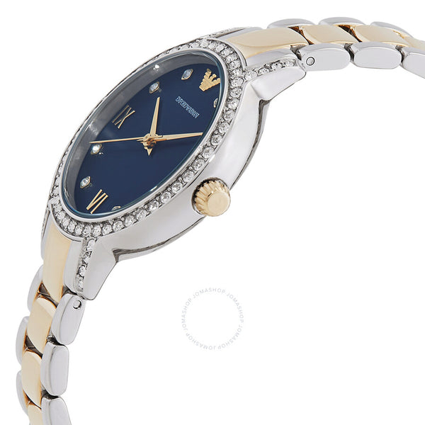 Emporio Armani Cleo Quartz Crystal Blue Dial Ladies Watch AR11576 - The Watches Men & Co #2