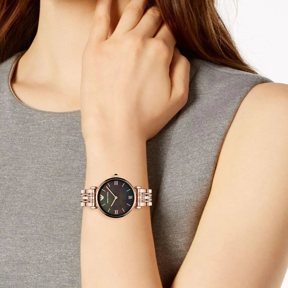 Emporio Armani Gianni T-Bar ladies watch on wrist