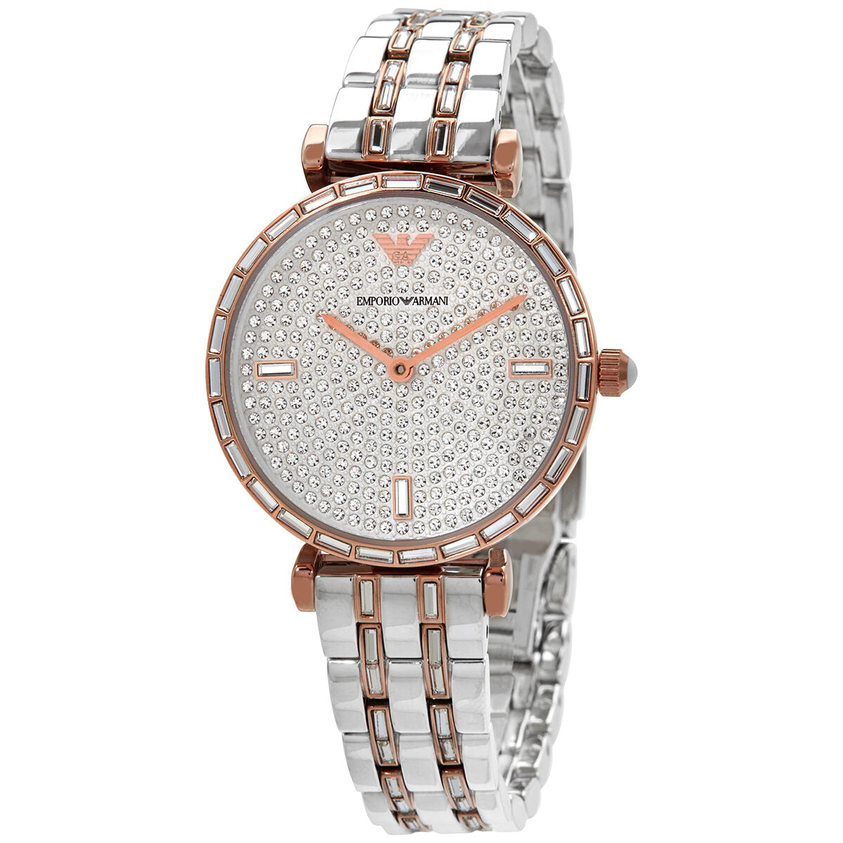 Emporio Armani Gianni T-Bar Quartz Silver Dial Ladies Watch #AR11293 - The Watches Men & Co