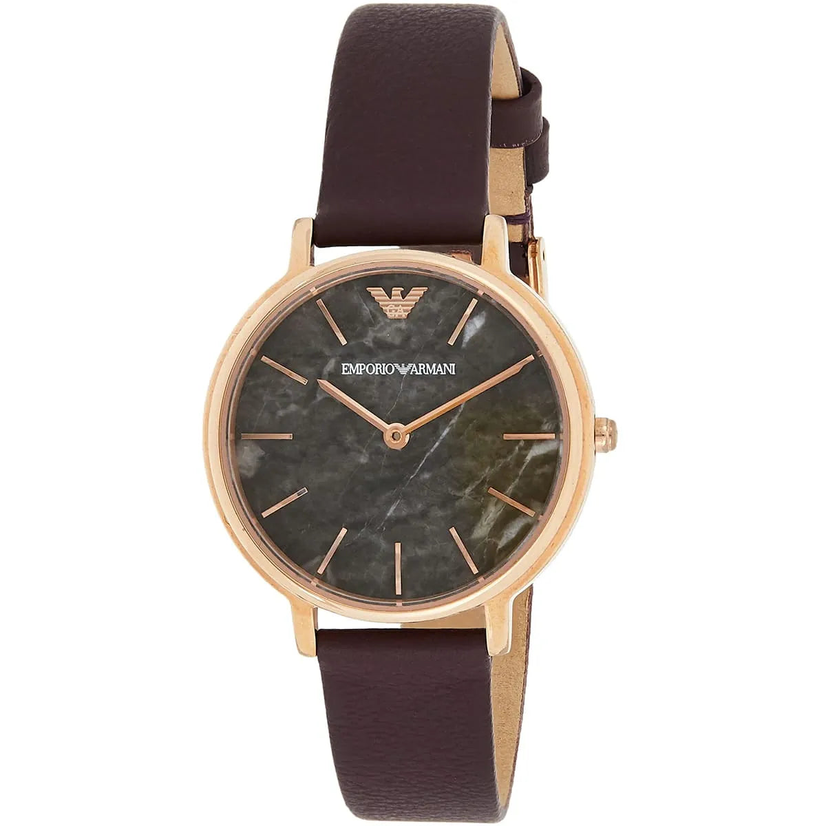 Emporio Armani Kappa watch three-quarter angle view grey dial rose gold case
