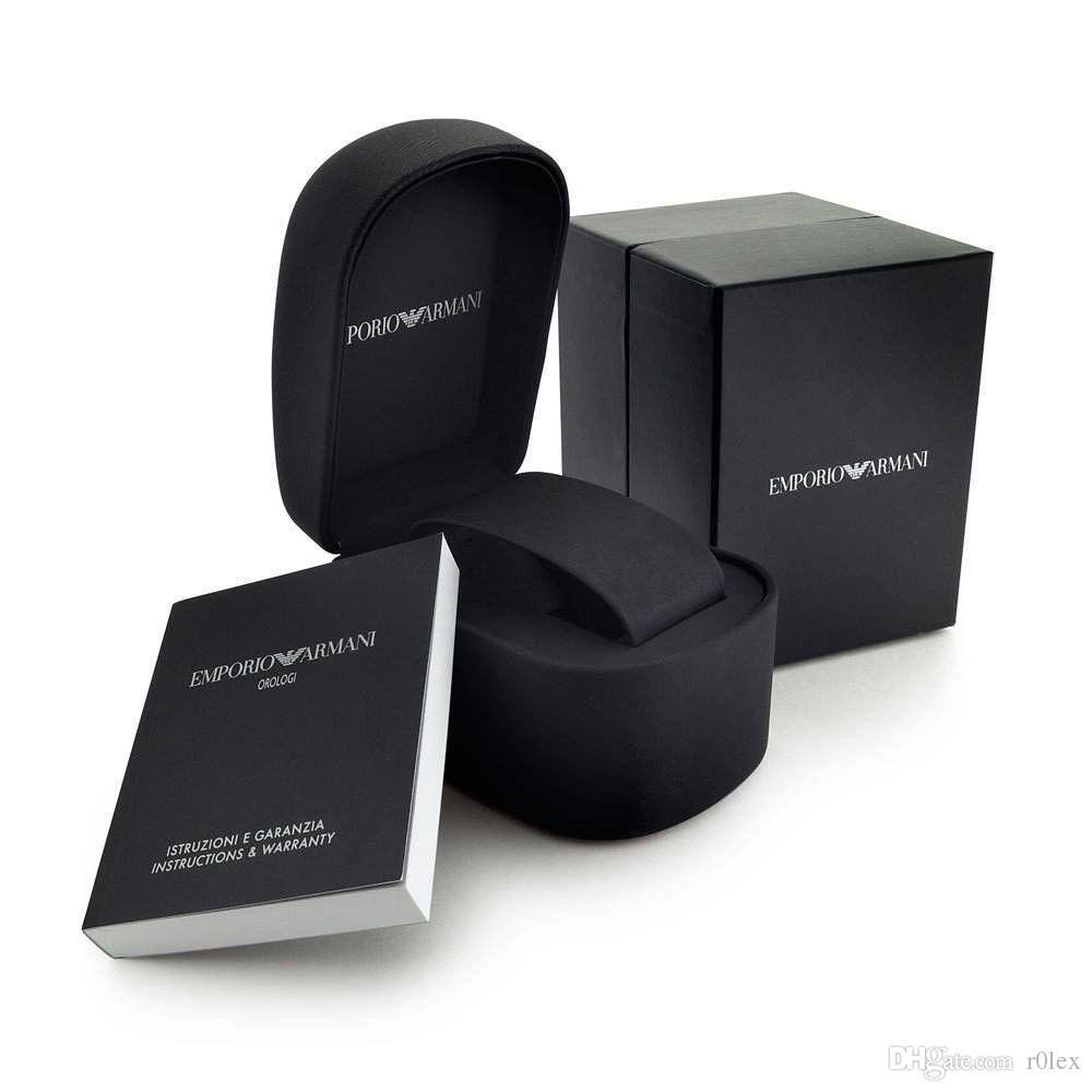 Emporio Armani Luigi watch gift box set with protective case, instruction manual, and warranty card