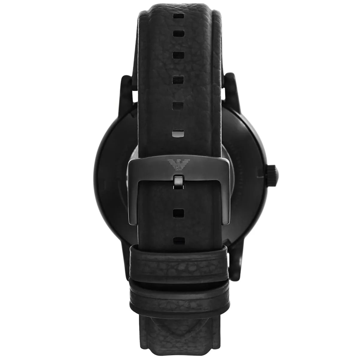 Emporio Armani Luigi black leather strap with buckle and detail holes