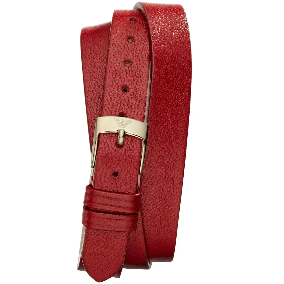 Emporio Armani Marco Catwalk AR7357 genuine red leather strap with double wrap design and buckle
