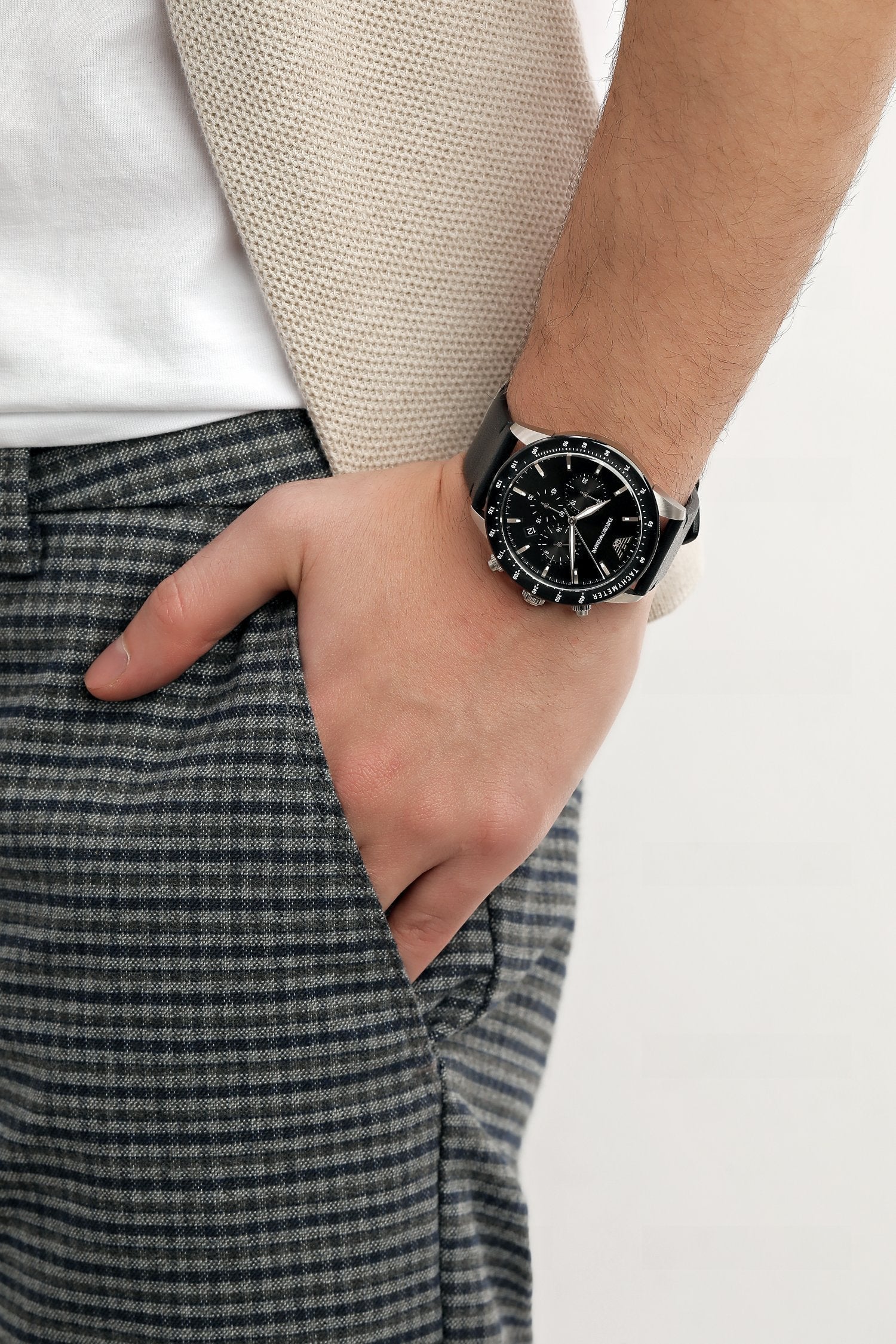 Emporio Armani Mario Chronograph Quartz Black Dial Men’s Watch AR11243 - Watch