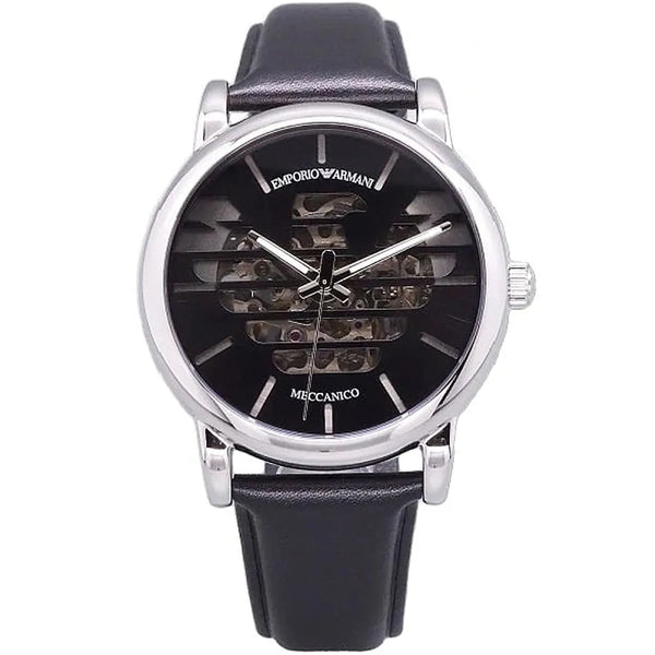 EMPORIO ARMANI Meccanico Black Leather Strap Black Dial Automatic Watch Luigi AR60040 AR60040 - Image 1