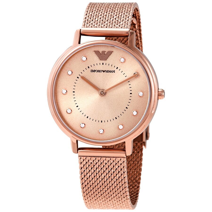 Emporio Armani Quartz Crystal Pink Dial Ladies Watch AR11129 - Watch