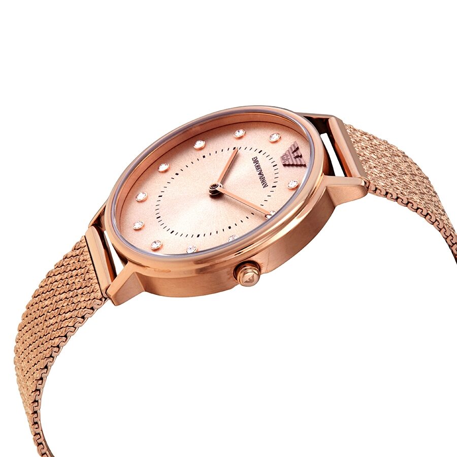 Emporio Armani Quartz Crystal Pink Dial Ladies Watch AR11129 - Watch