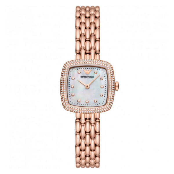 Emporio Armani Quartz Crystal White Mother of Pearl Dial Ladies Watch AR11496 - The Watches Men & Co