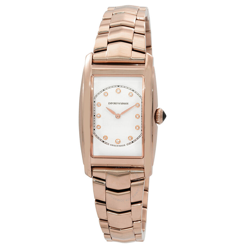 Emporio Armani Swiss Made  Quartz Diamond White Dial Ladies Watch ARS8303 - The Watches Men & Co