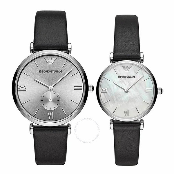 Emporio Armani Quartz Silver Dial Watch Set AR90003 - The Watches Men & Co