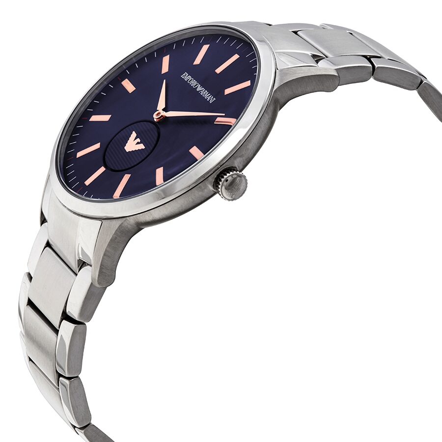 Emporio Armani Renato AR11137 side angle view showing stainless steel bracelet and case