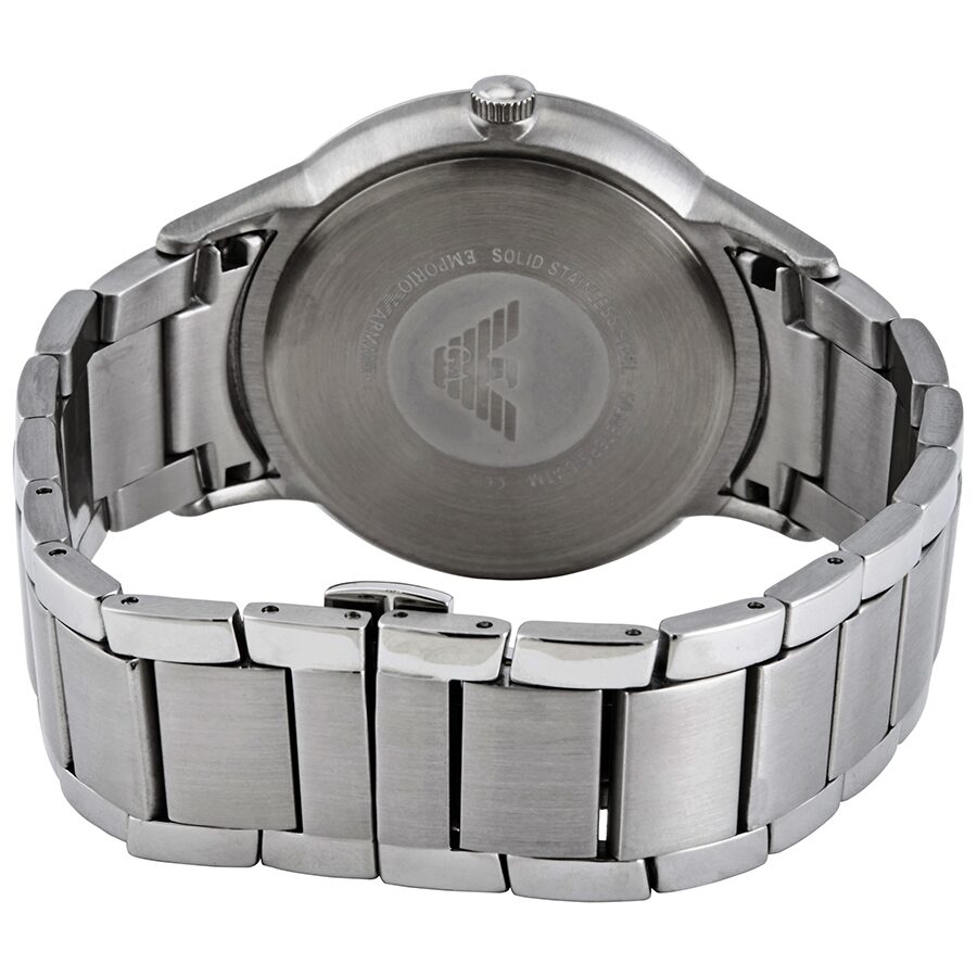 Emporio Armani Renato AR2477 caseback showing stainless steel with engraved eagle logo