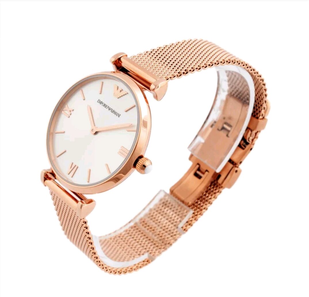Emporio Armani Retro Silver Dial Rose Gold-tone Ladies Watch AR1956 - Watch