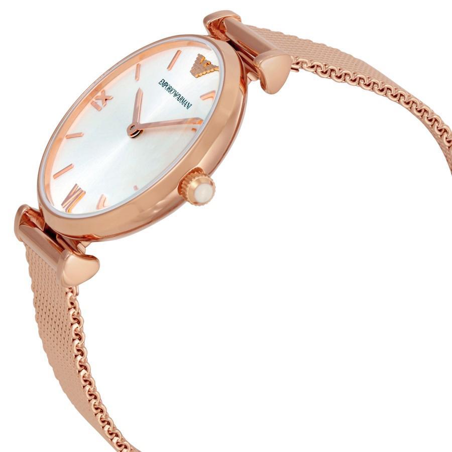 Emporio Armani Retro Silver Dial Rose Gold-tone Ladies Watch AR1956 - Watch