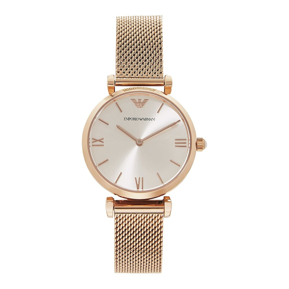 Emporio Armani Retro Silver Dial Rose Gold-tone Ladies Watch AR1956 - Watch
