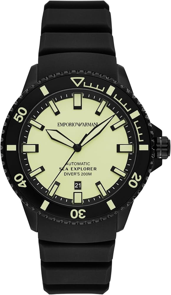 Emporio Armani Sea Explorer Automatic Black Silicone Watch ar60085 ar60085 - Image 1