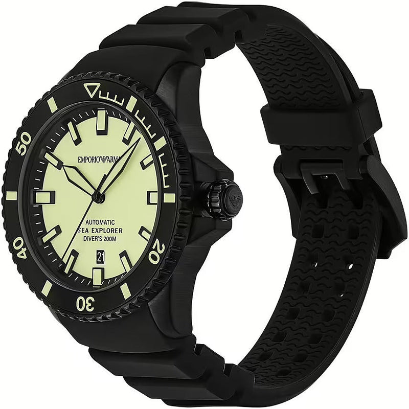 Emporio Armani Sea Explorer Automatic Black Silicone Watch ar60085 ar60085 - Image 7