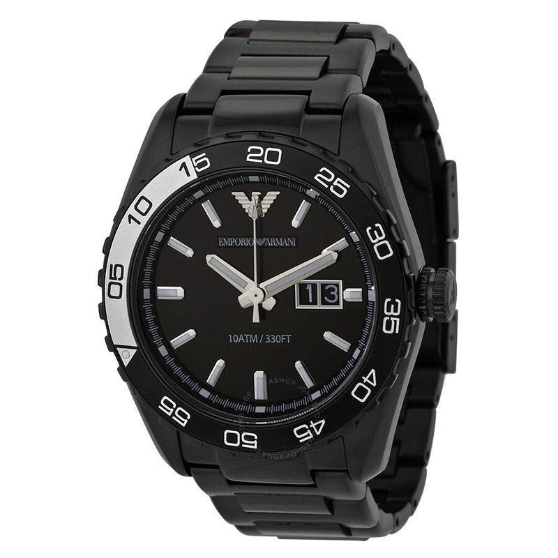 Emporio Armani Sportivo Black Dial Blaxk Ion-plated Men's Watch AR6049 - The Watches Men & Co